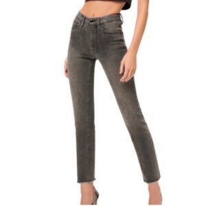 Good American Good Classic Slim Jeans  Black 170 Raw Hem High Waist sz 0/25 NWT